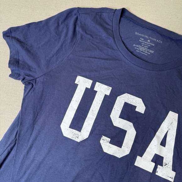 Grayson Threads Womens T-Shirt‎ USA Patriotic XL Blue Americana Casual - Picture 1 of 6